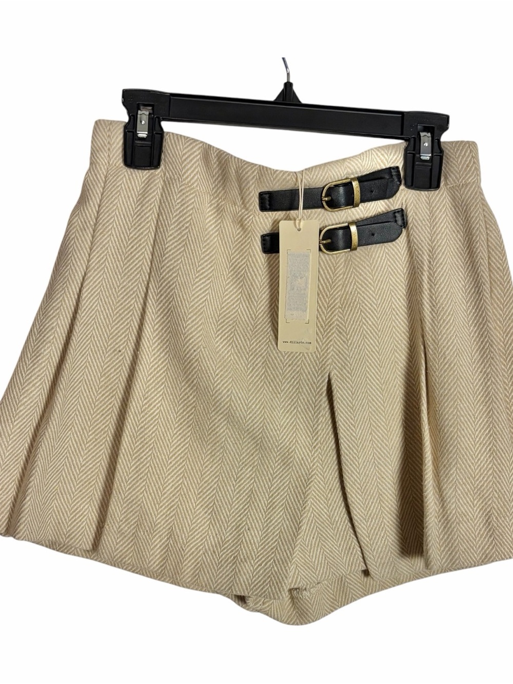 NEW Copper Key Girl L 12-14 Tan Skirt Skort Chevron Flannel Buckle Dressy School